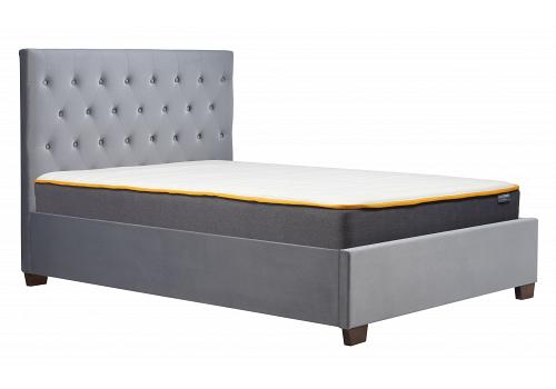 4ft6 Double Cologne - Grey fabric upholstered button back bed frame 1